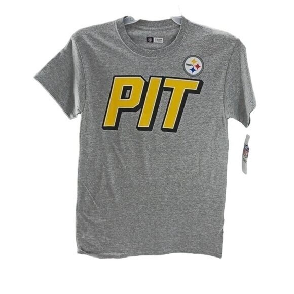 NFL Pittsburgh Steelers Shirt Gray Crew Neck Short Sleeve Graphic T Shirt - Picture 1 of 7